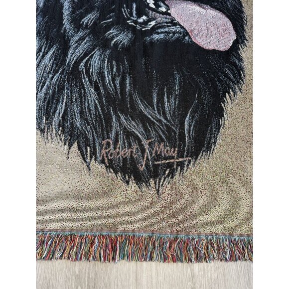 Vintage Newfoundland Dog Robert J May Woven Tapestry Throw Blanket Woven Cotton - Picture 4 of 4